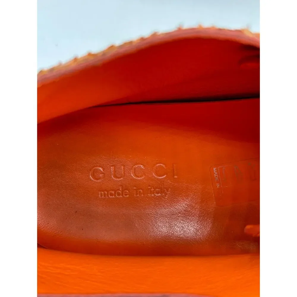 GUCCI Mid-Top Snakeskin Python Print Sneakers Orange Brown Sz 10 G/US 10.5 $1295